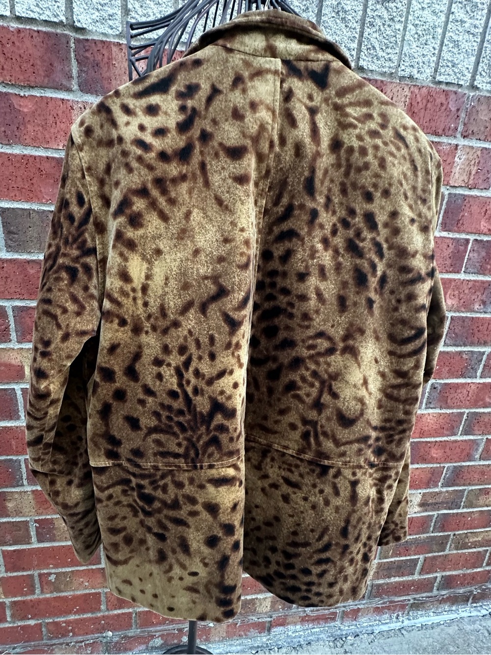 Linda Allard Ellen Tracy Brown BOHO Print Velour Jacket Relaxed Fit Lined Art - Picture 8 of 17